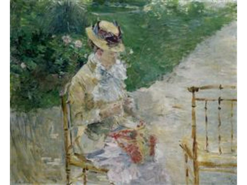 Young Woman Sewing in the Garden