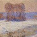 The Seine At Bennecourt In Winter 