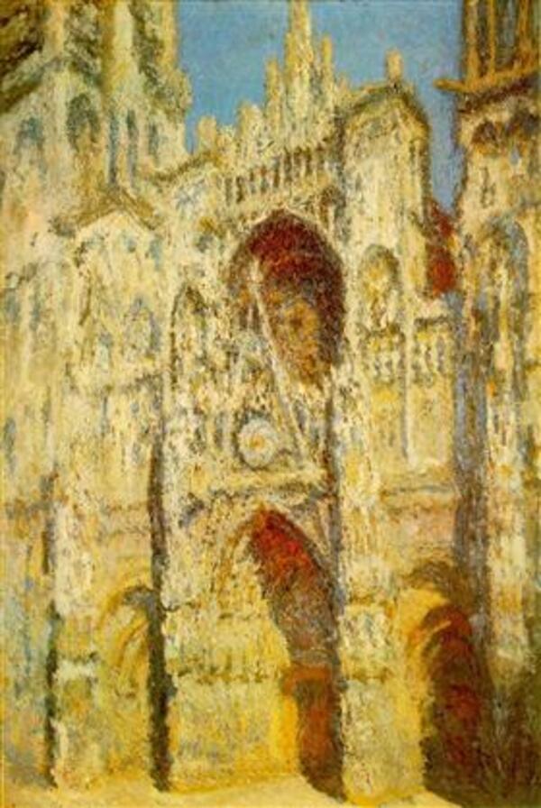 Rouen Cathedral: The Portal and the Saint-Romain Tower in Full Sun, Harmony in Blue and Gold 