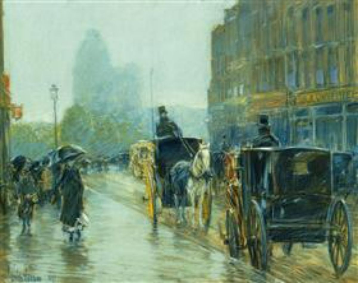 Horse Drawn Cabs at Evening, New York 2 