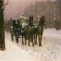Street Scene with Hansom Cab 
