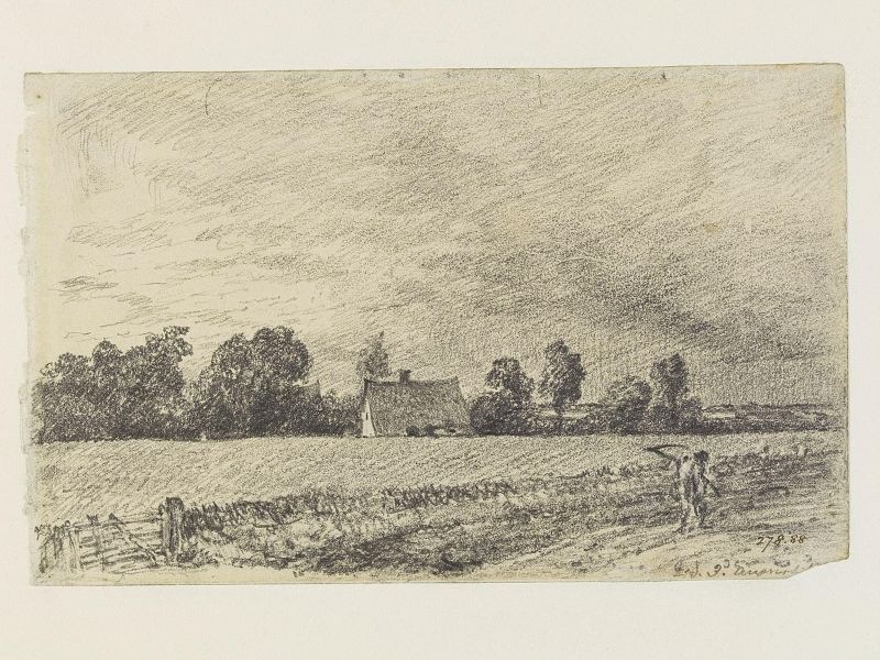 Cottages and road, East Bergholt Painting 