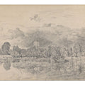 Fulham church from across the River, 1818 Painting by John Constable