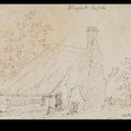 Cottage at East Bergholt, with a cottager Painting by John Constable