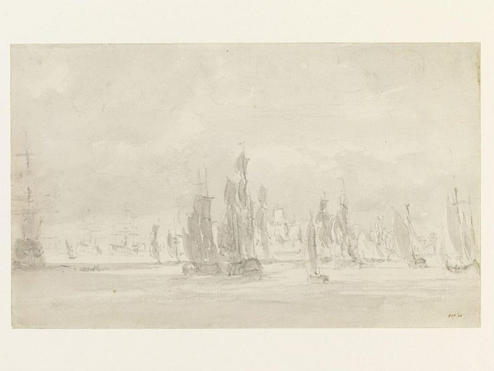 Shipping under a Cloudy Sky in the Thames Painting by John Constable