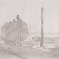 A River Scene with Vessel at Sunset Painting by John Constable