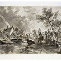 Flatford Old Mill Cottage on the Stour, pen and wash Painting by John Constable