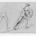 Study for "The Surrender of the Dutch Admiral De Winter to Admiral Duncan, October 11, 1797": Two Studies of a Man with a Sail or Flag Painting by John Singleton Copley
