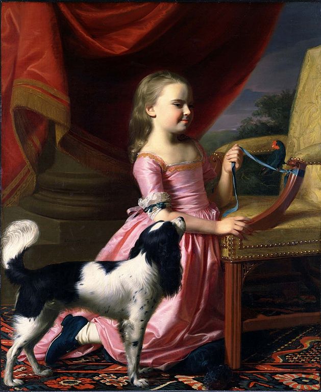 Young Lady with a Bird and Dog
