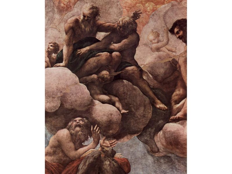 Frescoes in the church of San Giovanni Evangelista in Parma, fresco dome, Scene, The Vision of St. John in Patmos, d 