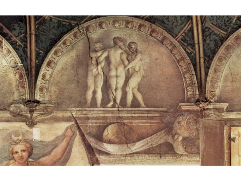 Ceiling fresco in the convent of San Paolo in Parma, bezel, Scene Three Graces 