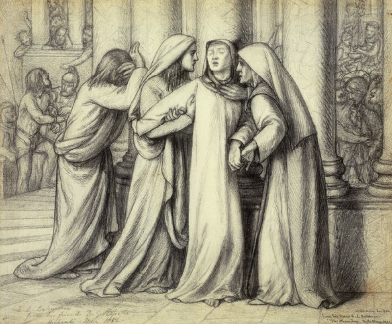 The Virgin Mary Being Comforted Painting by Dante Gabriel Rossetti