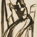 Elizabeth Siddal Seated at an Easel Painting by Dante Gabriel Rossetti