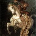 Jaguar Attacking a Horseman