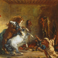 Arab Horses Fighting in a Stable 1860