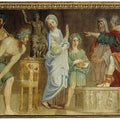 St Cecilia before the Judge Painting by Domenico Zampieri