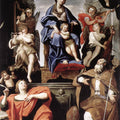 Madonna and Child with St Petronius and St John the Evangelist 1629 Painting by Domenico Zampieri