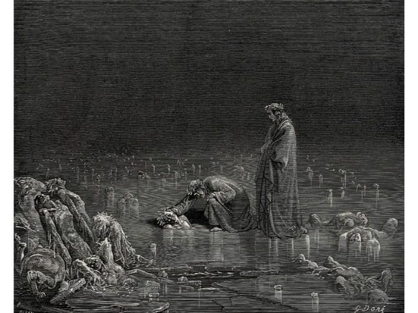 "Name thee, or not a hair shall tarry here!" (Canto XXXII., line 98) 