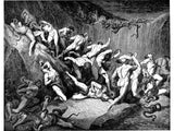 The Inferno, Canto 24, lines 89-92: Amid this dread exuberance of woe Ran naked spirits wing’d with horrid fear, Nor hope had they of crevice where to hide, Or heliotrope to charm them out of view. artwork preview