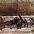 A Couple and two Children sleeping on a London Bridge 