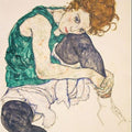 Sitting Woman with Legs Drawn Up Painting by Egon Schiele