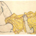Liegende Frau In Gelbem Kleid (Reclining Woman In Yellow Dress) Painting by Egon Schiele