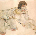 Kniender Weiblicher Akt (Crouching Female Nude) Painting by Egon Schiele
