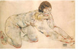 Kniender Weiblicher Akt (Crouching Female Nude) Painting artwork preview