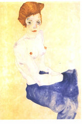 Seated Girl With Bare Torso And Light Blue Skirt artwork preview