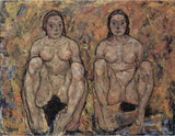 Crouching Woman Couple Painting artwork preview
