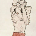 Male Nude with red scarf