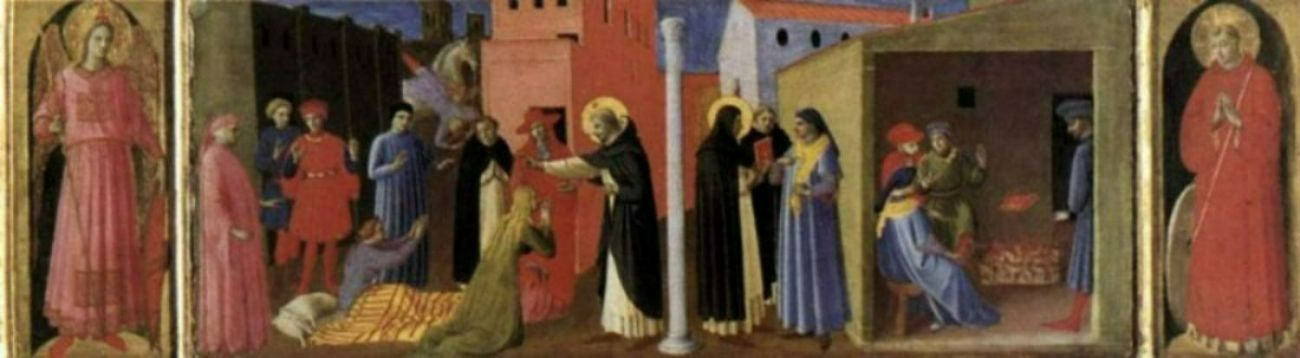 Virgin with Child and Four Saints (detail of the predella) 1437