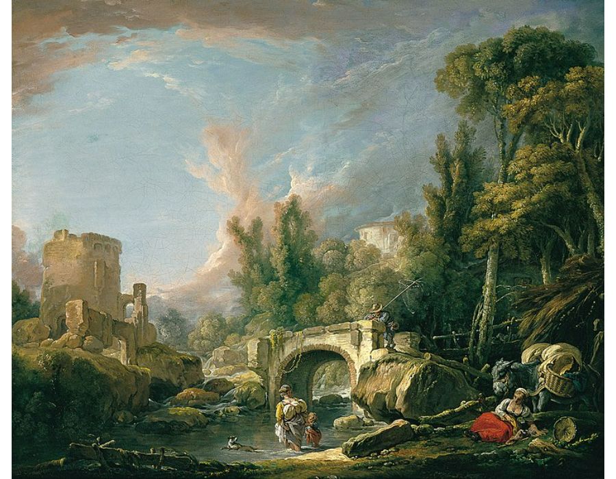 River Landscape with Ruin and Bridge 