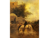 Horses Watering In A River Painting artwork preview