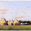Harvest Landscape With Five Haystacks
