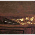 Garlic Cloves And Knife On The Corner Of A Table