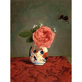 Garden Rose And Blue Forget Me Nots In A Vase
