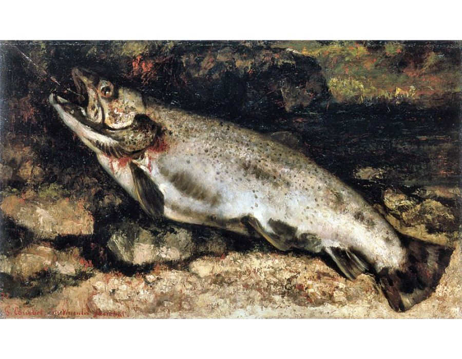 The Trout Painting by Gustave Courbet