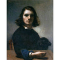 Self-Portrait (Courbet with Black Dog) Painting by Gustave Courbet