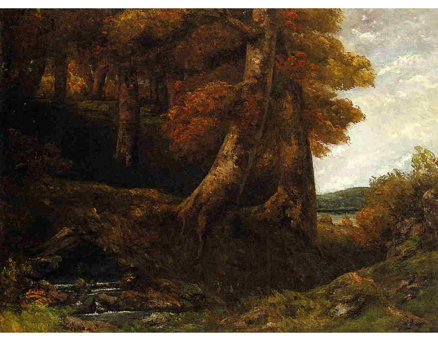 Entering the Forest Painting by Gustave Courbet