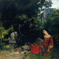 Woman with Garland Painting by Gustave Courbet