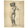 Standing Fermale Nude Painting by Gustave Courbet
