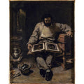 Marc Trapadoux is Examining the Book of Prints Painting by Gustave Courbet