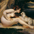 Nude Woman with Dog Painting by Gustave Courbet