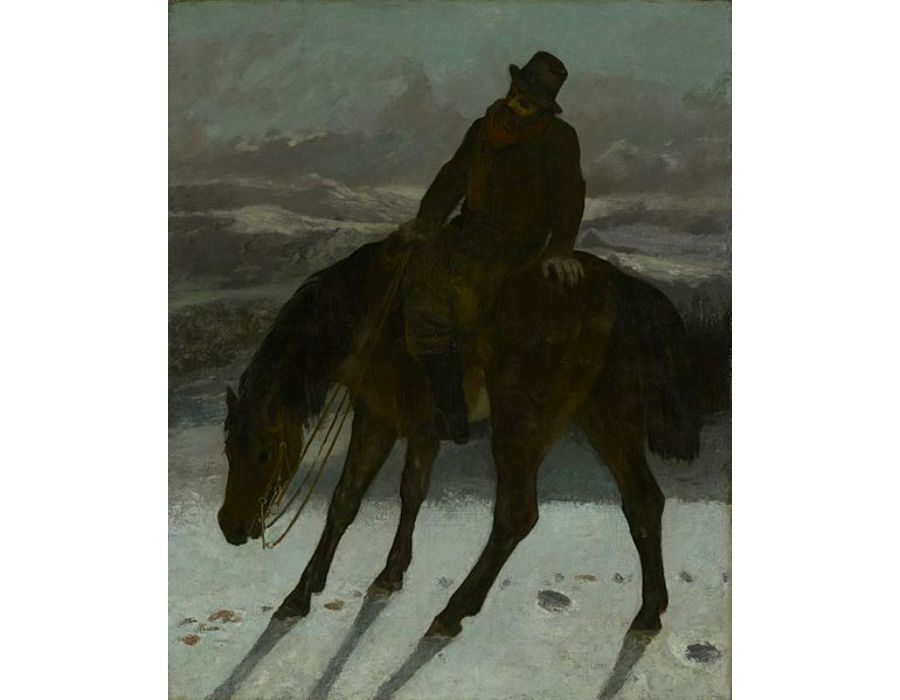 Hunter on Horseback, Redcovering the Trail Painting by Gustave Courbet