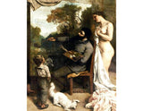 The Artist's Studio, a Real Allegory, detail of the painter and his model, 1854-55 Painting artwork preview