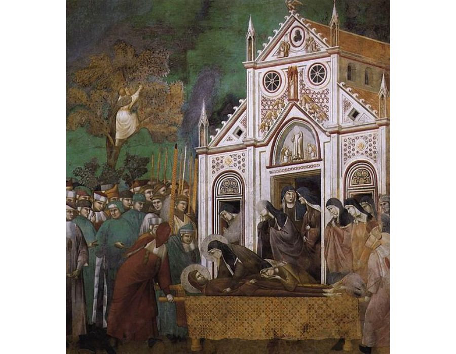 Legend of St Francis- 23. St. Francis Mourned by St. Clare 1300
