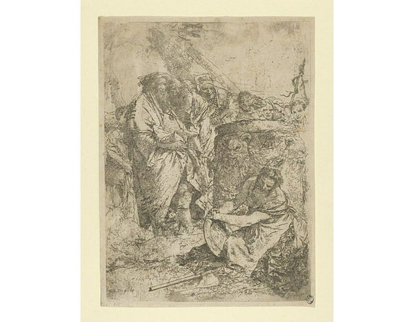 Woman kneeling in front of Magicians and other Figures, from Scherzi 
