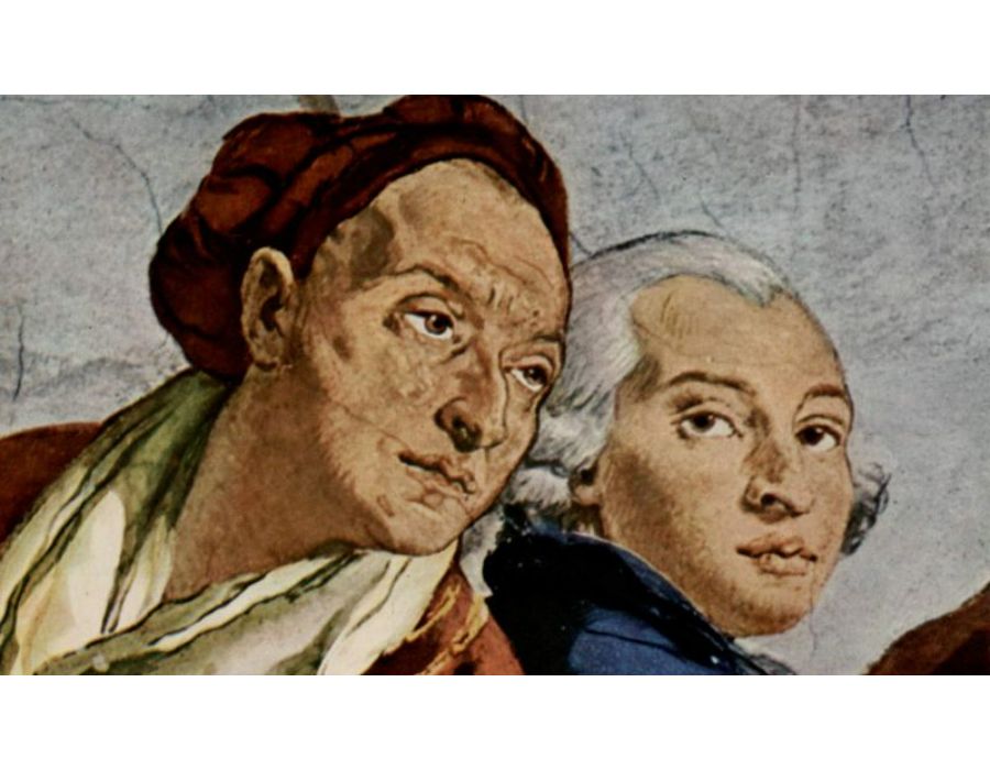 Frescoes stairwell of the Würzburger residence castle, scenes to the apotheosis of the prince bishop 6 