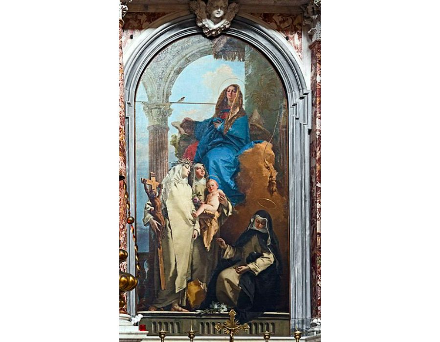 Madonna with St. Catherine, St. Rose, who hold the child and the squatting St. Agnes